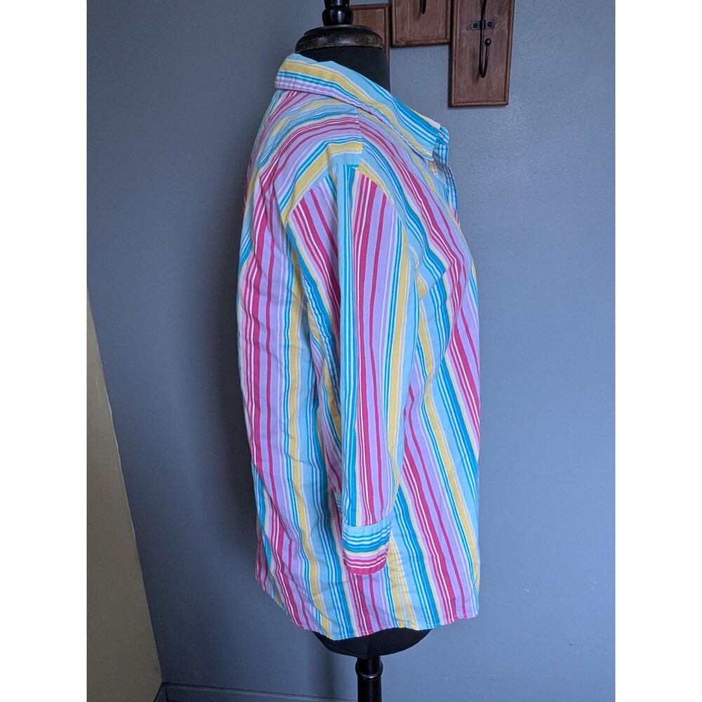 Vintage 80s Candy Stripe Blouse Size Large - Picture 6 of 13